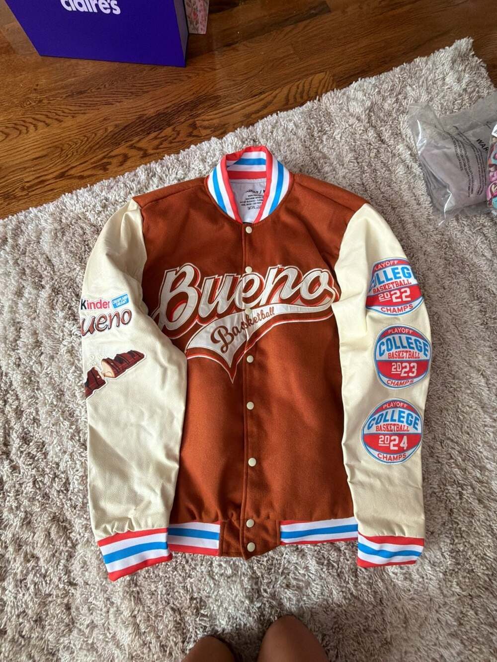 Kinder Bueno Basketball Graphic Varsity Bomber Jacket